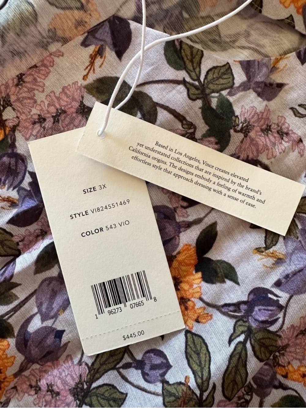 Vince Violetta Floral Belted Midi Dress 3X NWT Purple Dolman Sleeve $445 Retail - Picture 8 of 8